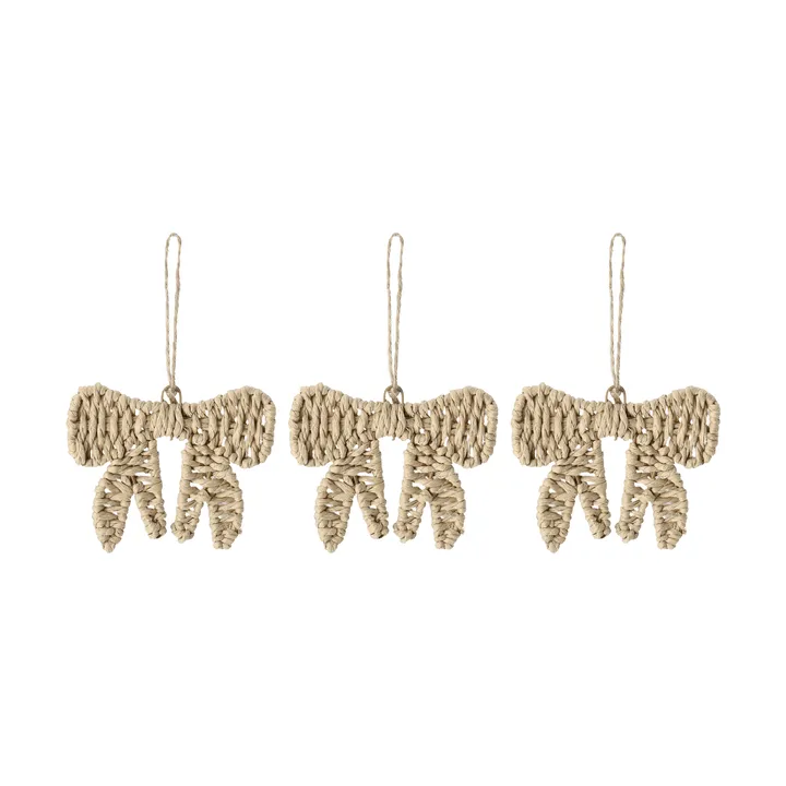 Twine Christbaumschmuck Schleife, 3er-Pack - Natur - Scandi Living
