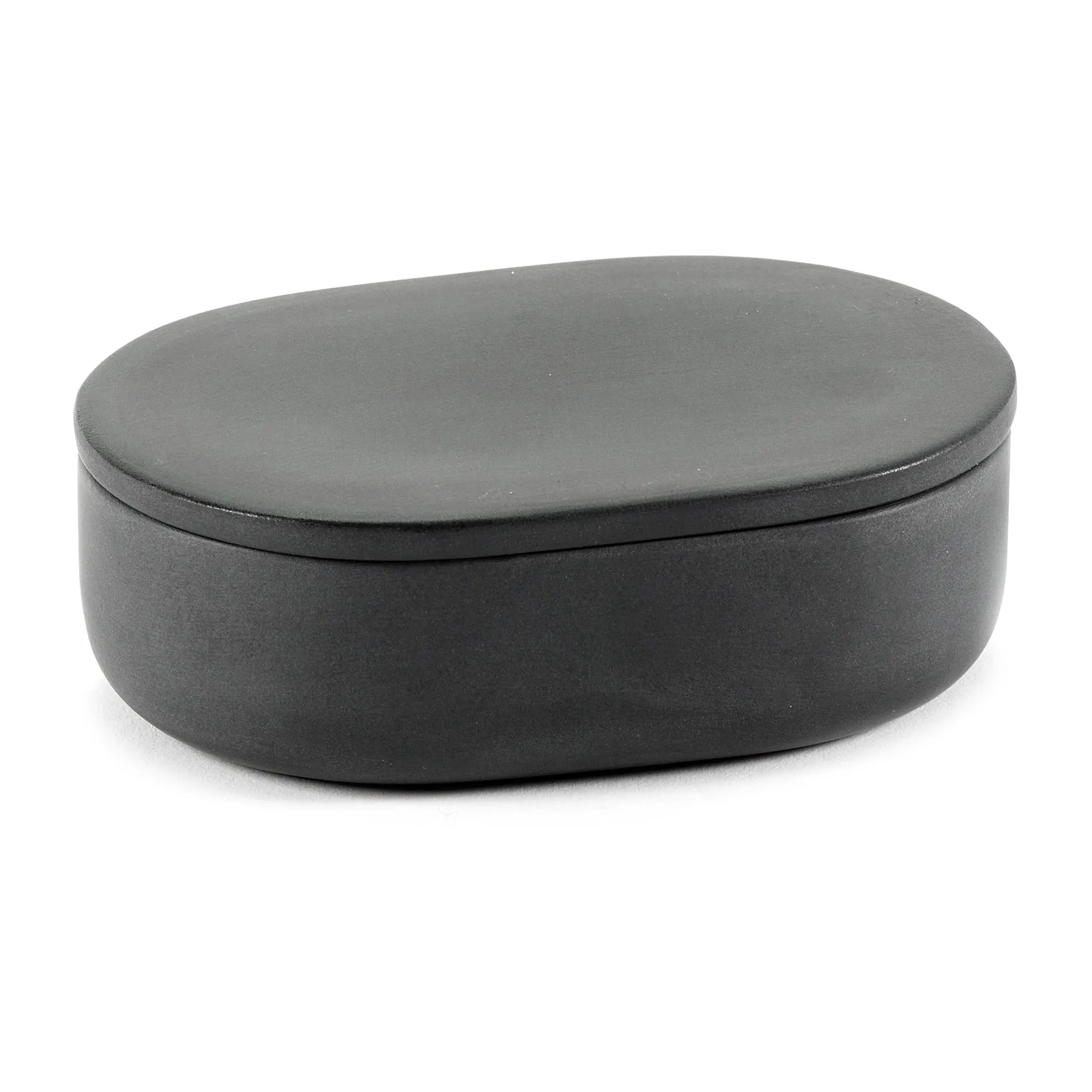 Cose Aufbewahrungsdose oval mit Deckel S 3,3 x 10,2 cm, Dark Grey Serax