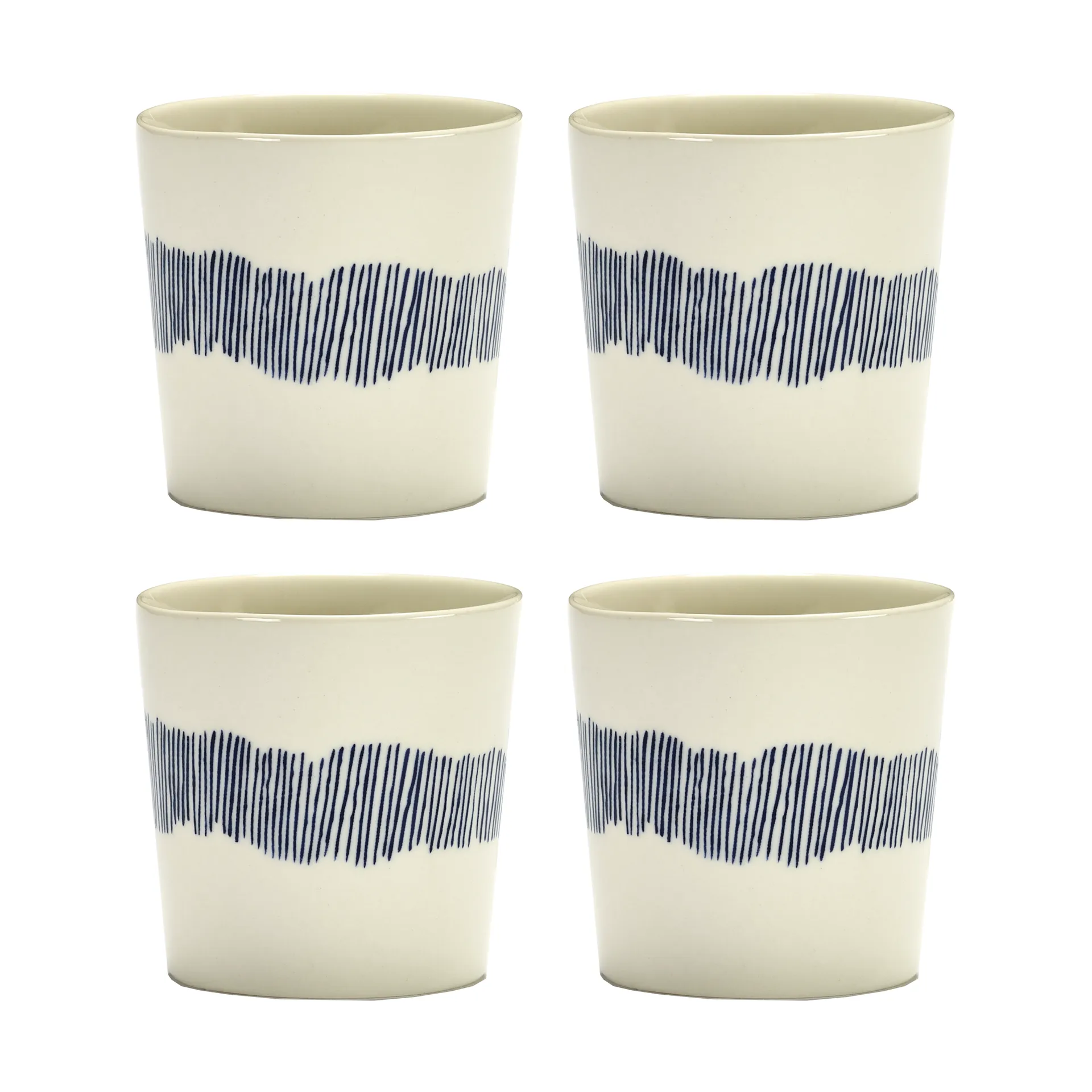 Ottolenghi Feast Kaffeetasse 25 cl 4er Pack, White stripes-blue Serax