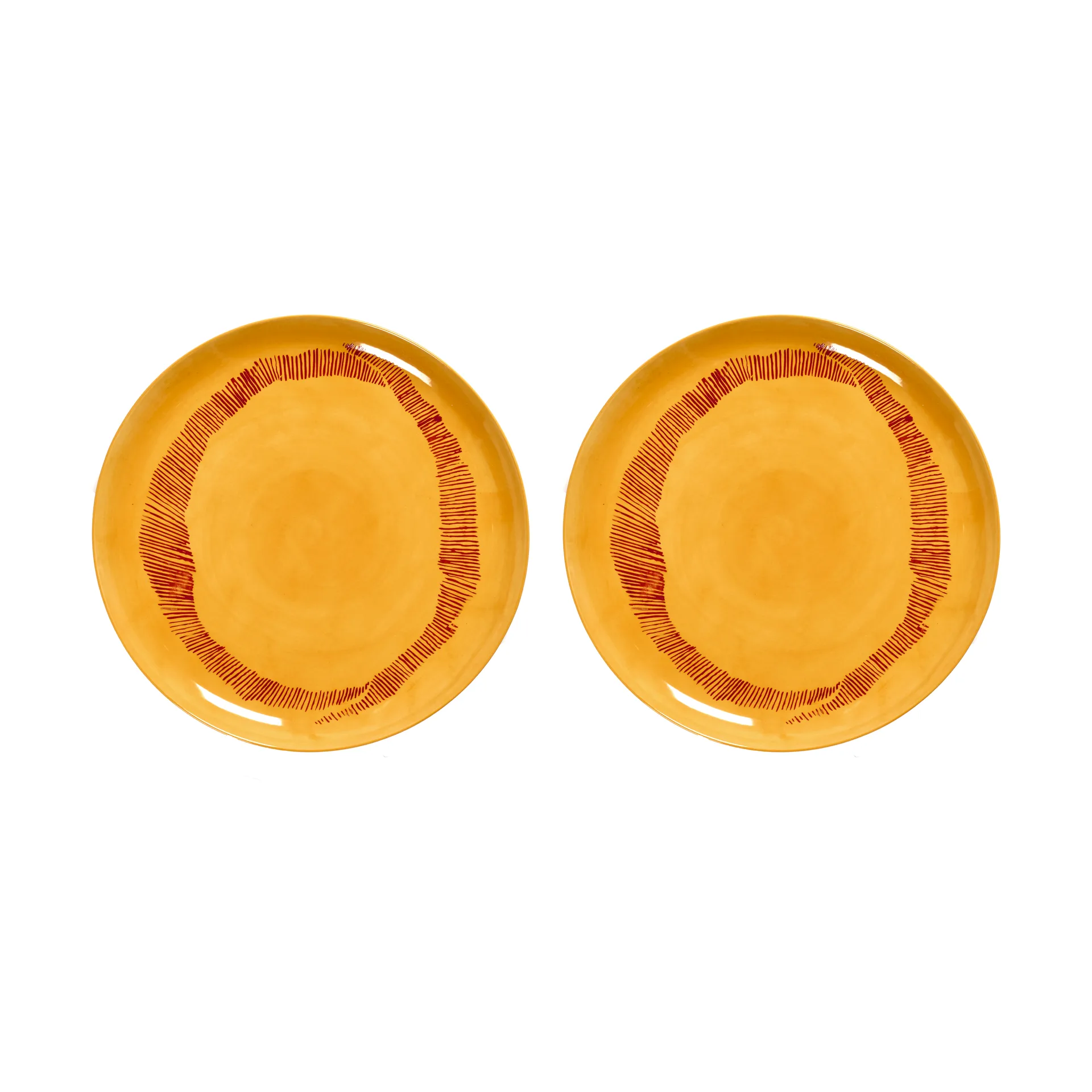 Ottolenghi Feast Teller L Ø26,5 cm 2er Pack, Yellow stripes-red Serax