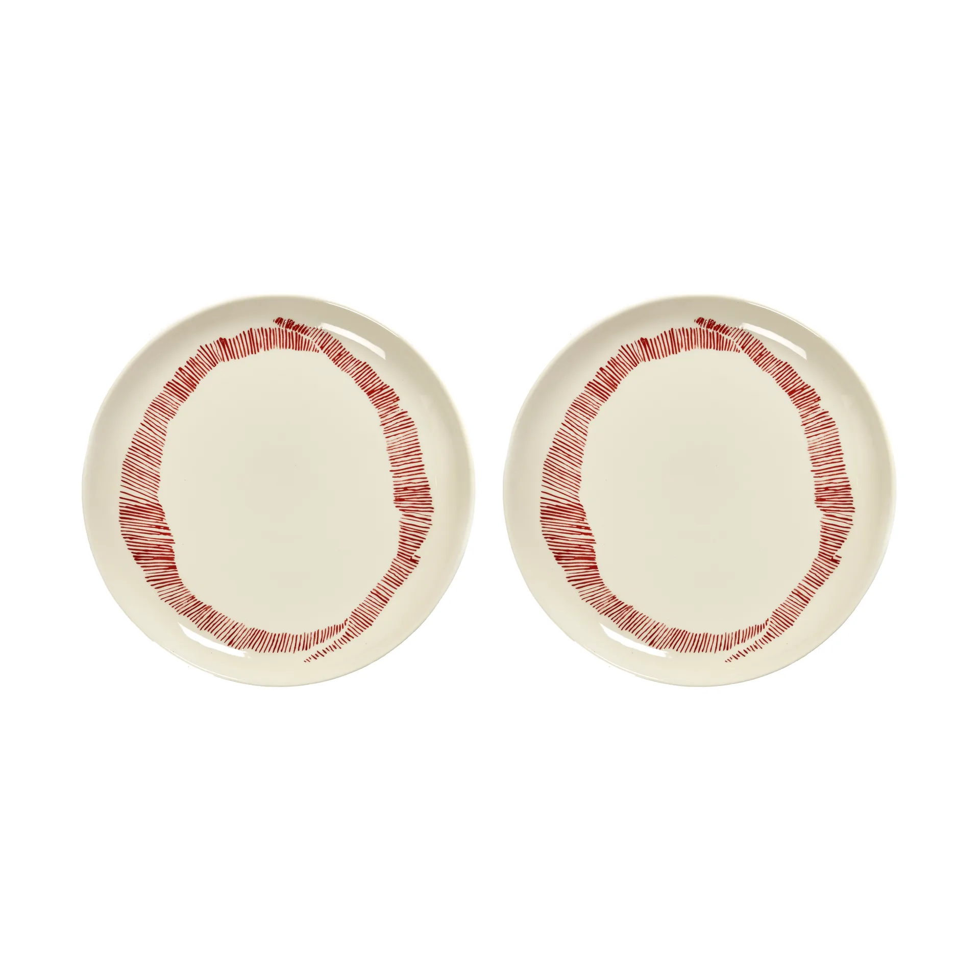 Ottolenghi Feast Teller M Ø22,5 cm 2er Pack, White stripes-red Serax