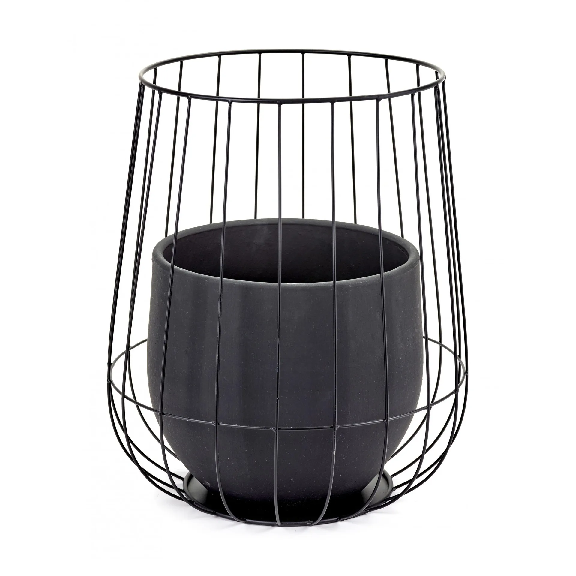 Serax Blumentopf in Korb Ø37 cm h46 cm, Black Serax