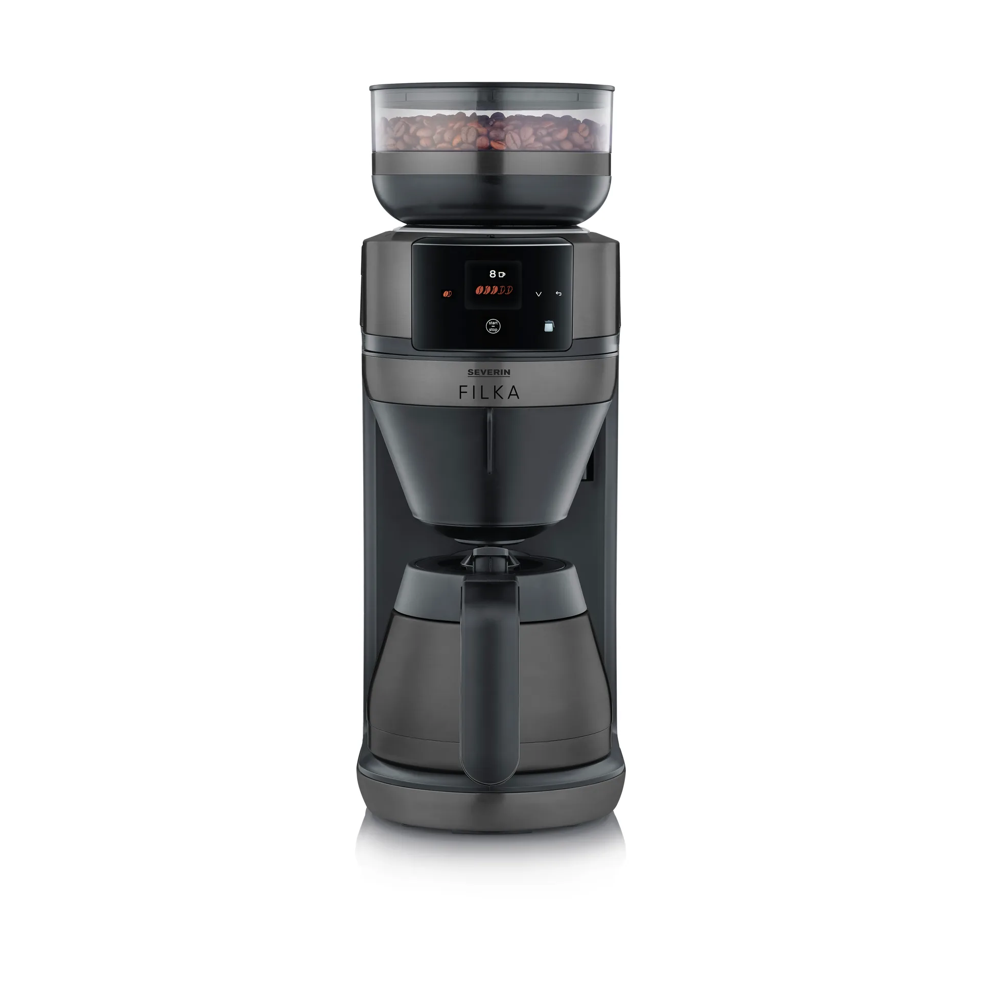 FILKA 2.0 KA 4854 Vollautomat Kaffeemaschine, Dark Inox, Thermosflasche Severin