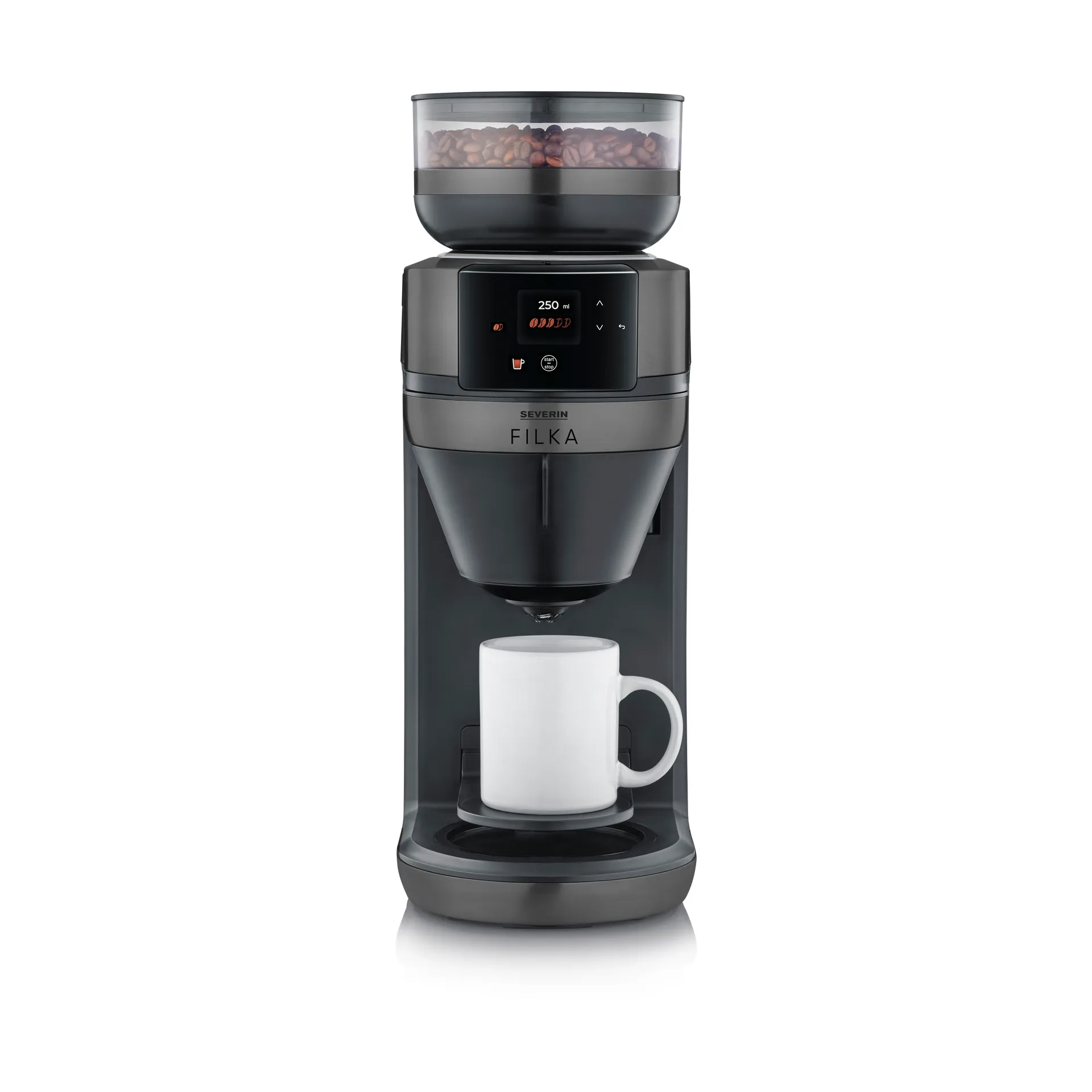 FILKA 2.0 KA 4854 Vollautomat Kaffeemaschine, Dark Inox, Thermosflasche Severin