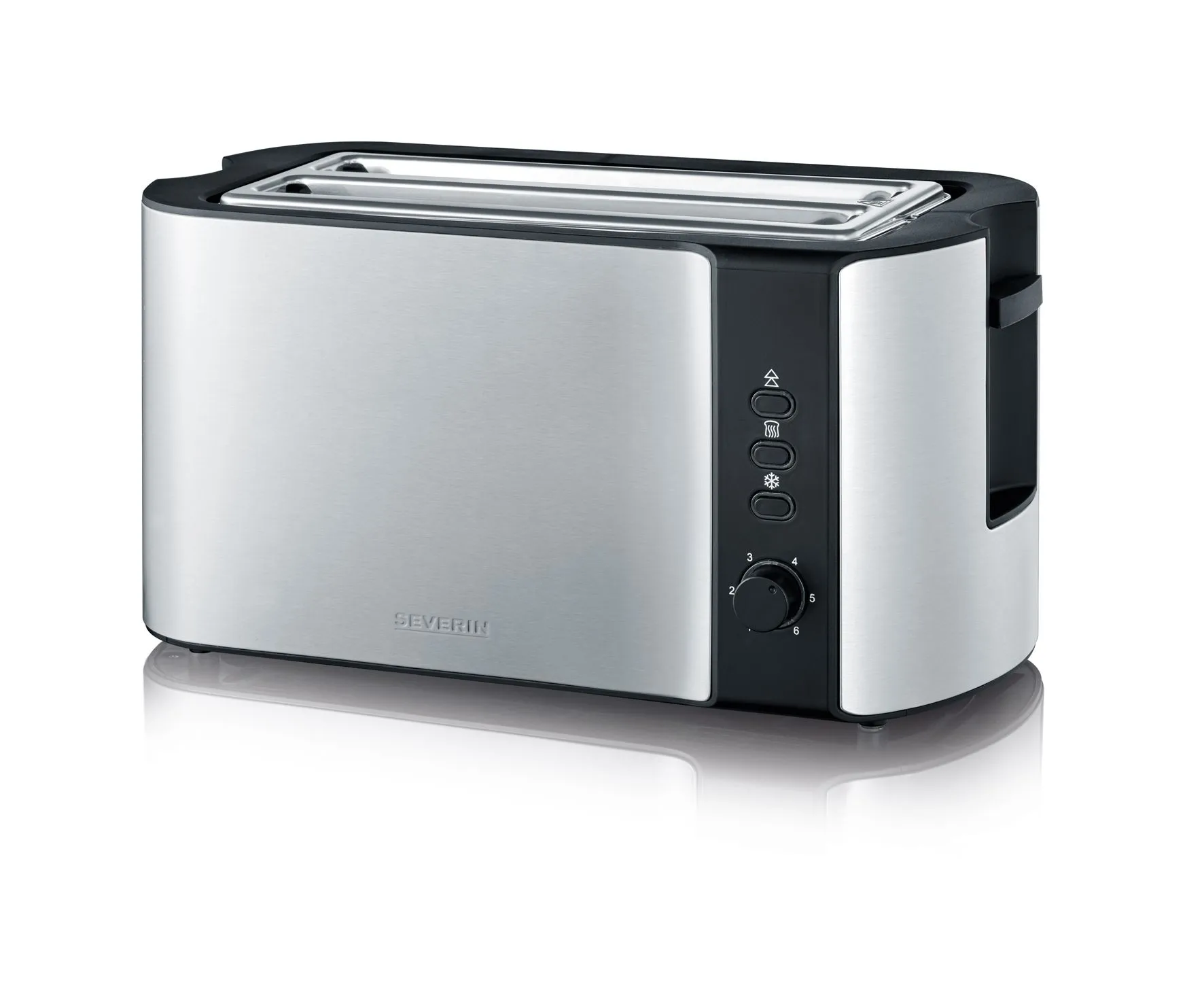 Severin AT 2590 Toaster für 4 Scheiben, Stahl gebürstet-schwarz Severin
