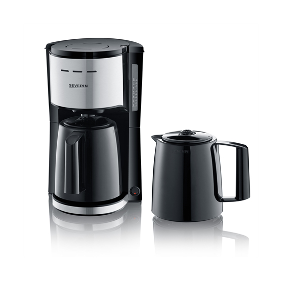 Severin Severin KA 9308 Thermo-Kaffeemaschine mit extra Kanne für 8 Tassen Schwarz-Edelstahl