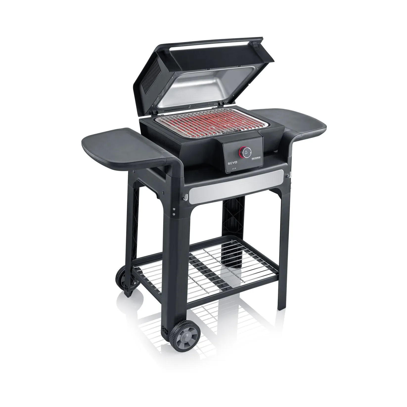Severin PG 8107 Sevo Elektrogrill mit Grillwagen, Schwarz Severin