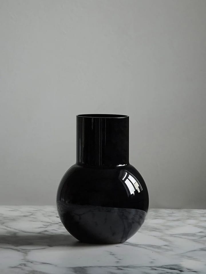 Pallo Vase, Schwarz 20cm Skrufs Glasbruk