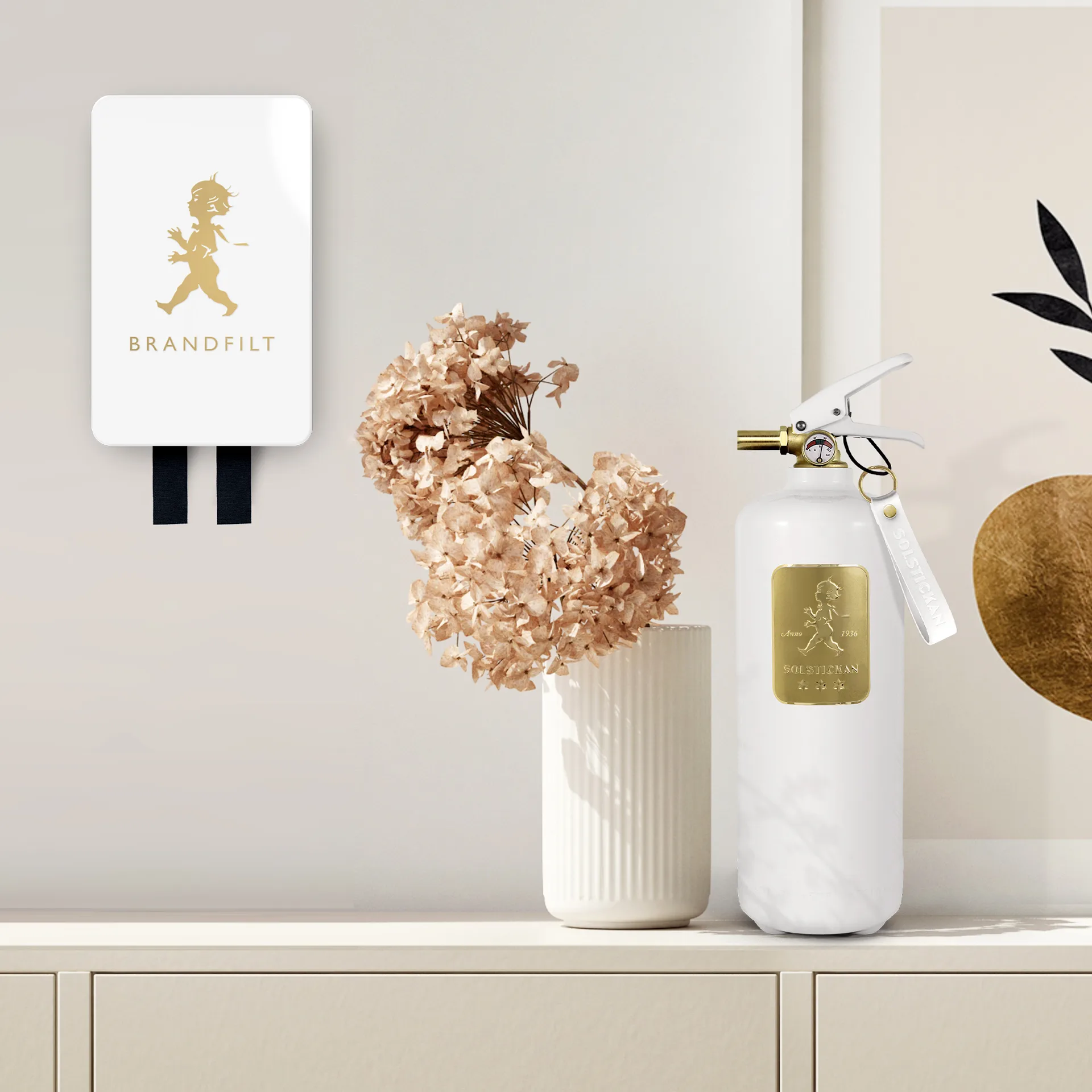 Solstickan Branddecke 120x120cm 2023, Weiß-gold Solstickan Design