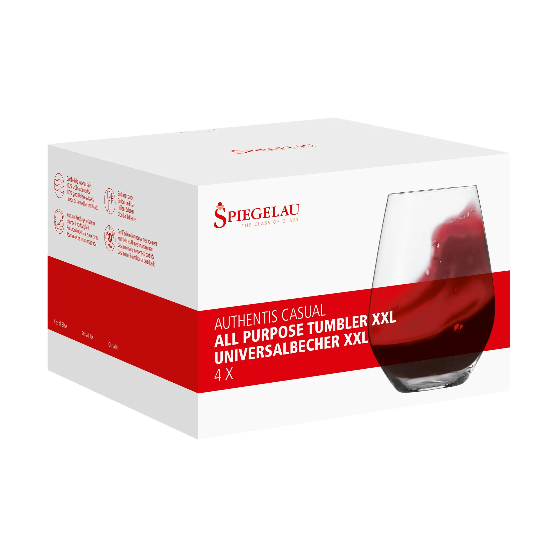 Authentis Casual Tumbler XL 63 cl 4er-Pack, Klar Spiegelau