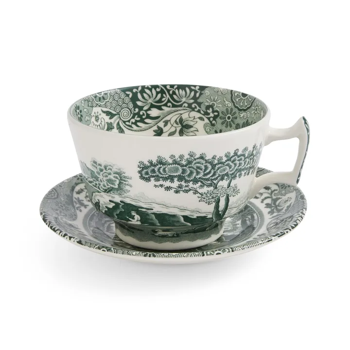 Heritage Green Italian Tasse mit Untertasse - Grün, Frühstück, 0,28 l - Spode