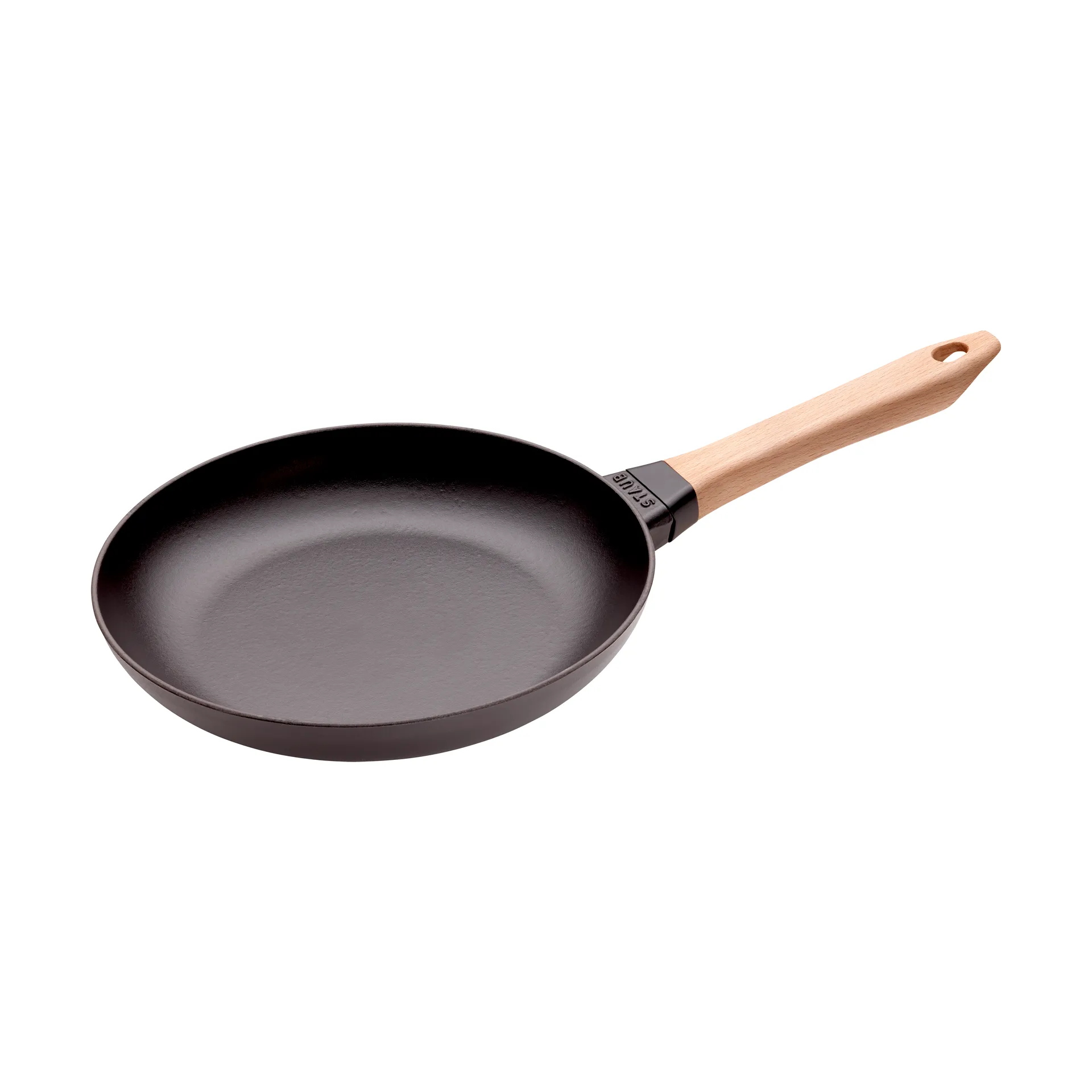 Staub Bratpfanne Gusseisen schwarz heller Holzgriff, Ø26 cm STAUB