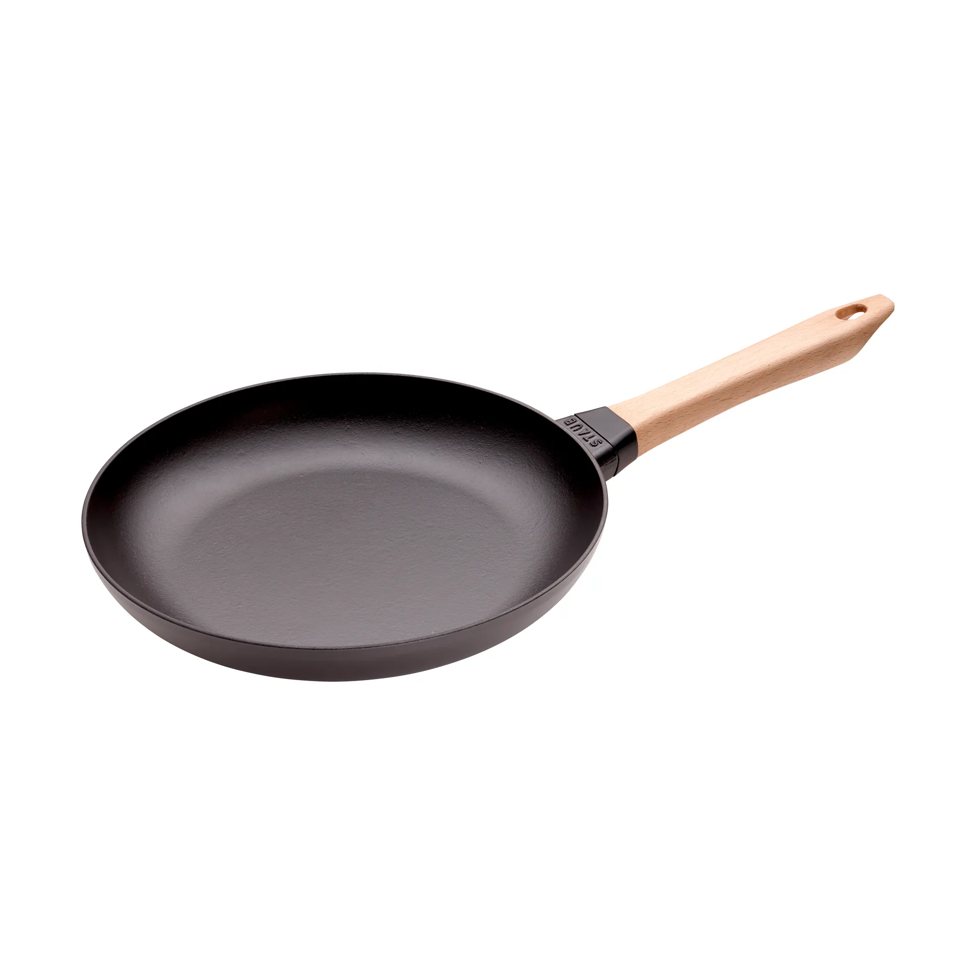 Staub Bratpfanne Gusseisen schwarz heller Holzgriff, Ø28 cm STAUB
