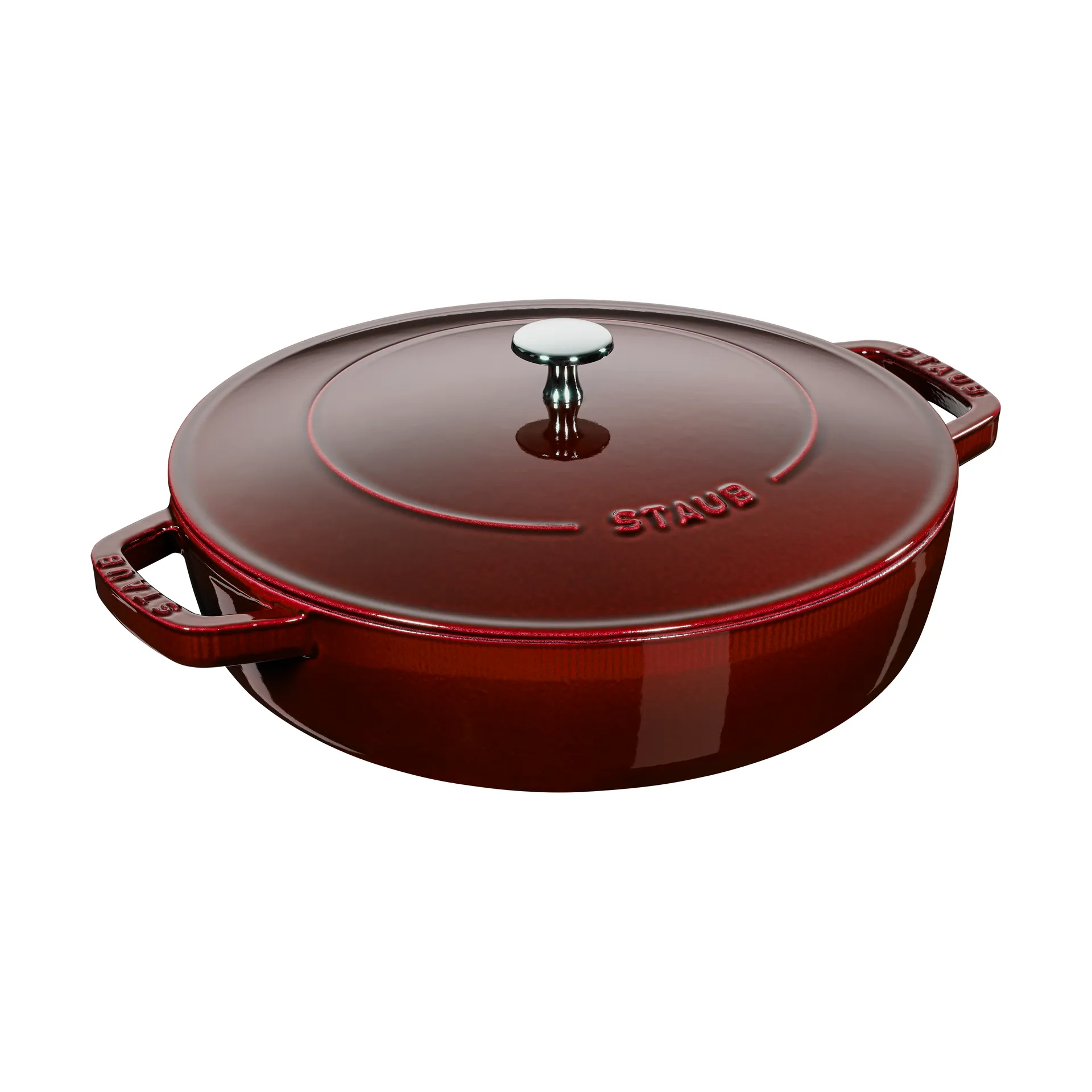 Staub Chistera tiefe Schmorpfanne Gusseisen Ø24 cm, Granatrot STAUB
