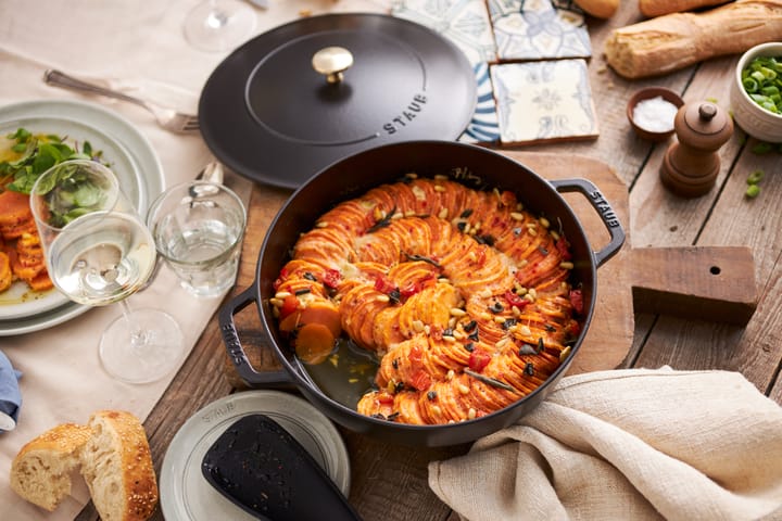 Staub Chistera tiefe Schmorpfanne Gusseisen Ø24 cm, Schwarz STAUB