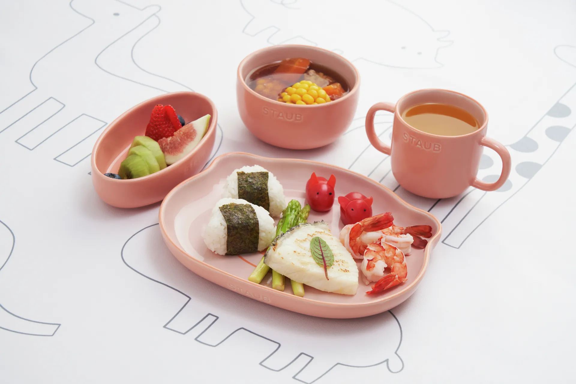 Staub Kindergeschirr 4 Teile, Rosa STAUB