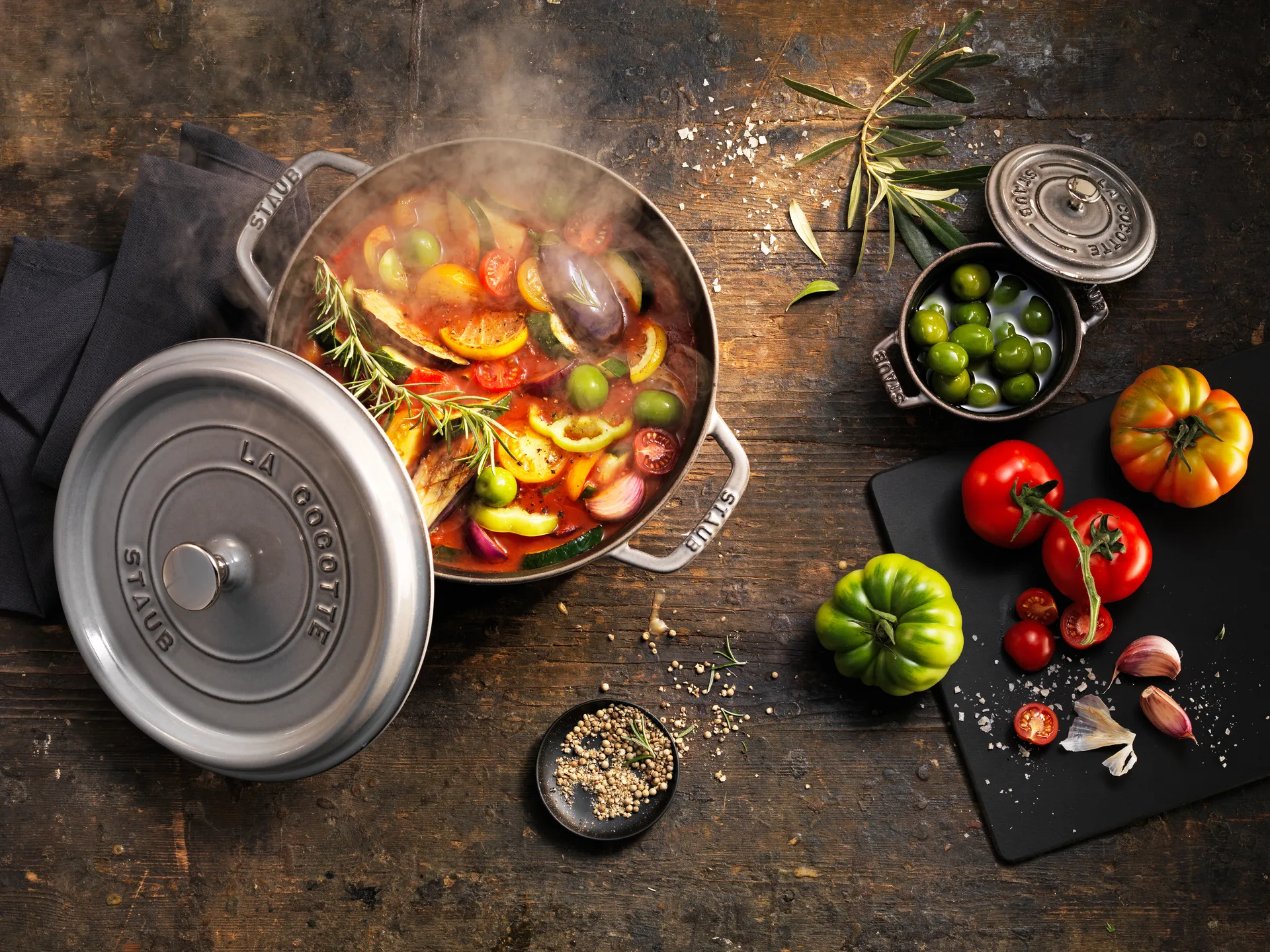 Staub La Cocotte runder Topf Gusseisen 12,6 L, Grafitgrau STAUB