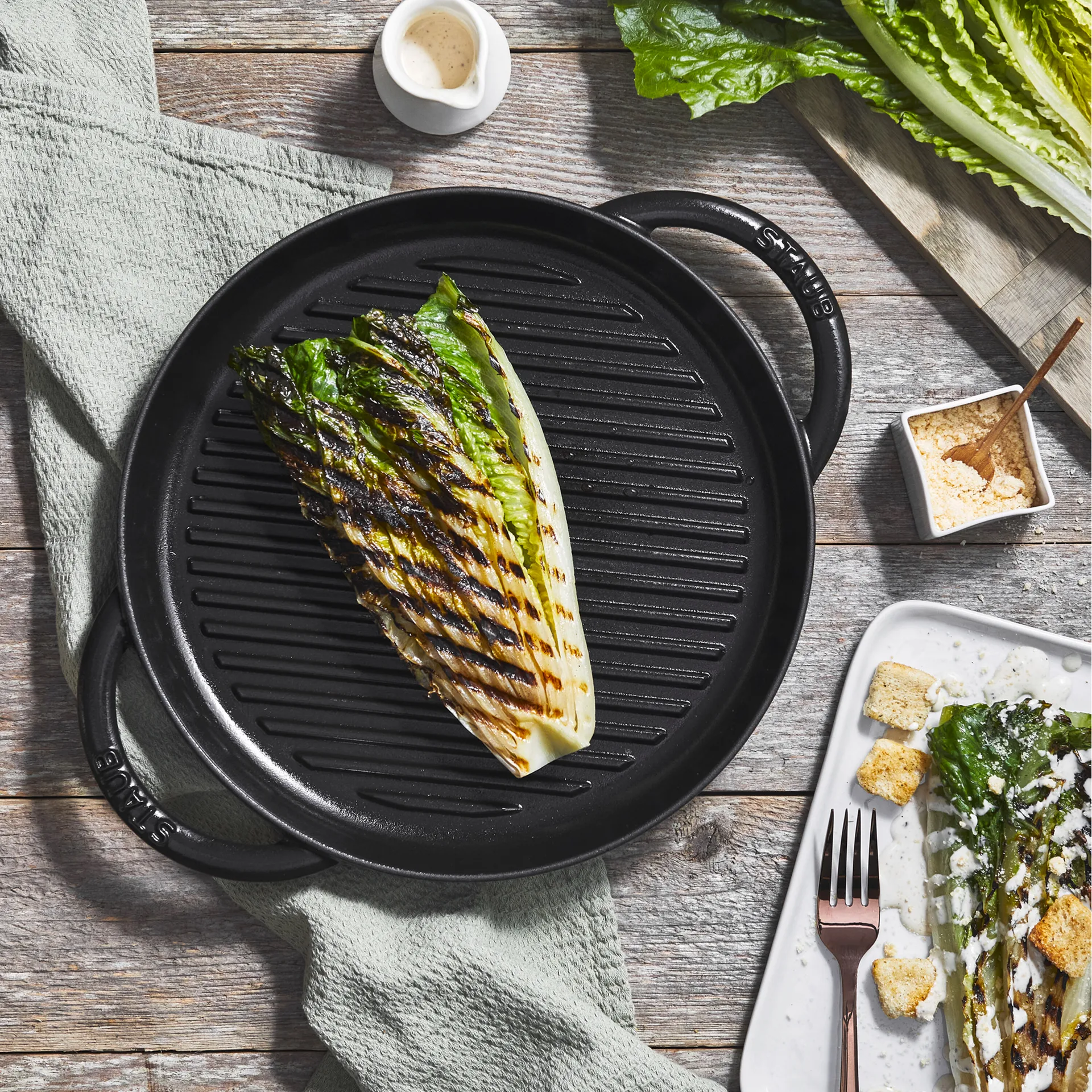 Staub Pure Grillpfanne Gusseisen rund schwarz, Ø30 cm STAUB