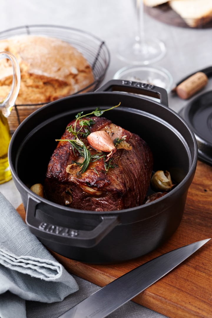 Staub runder Topf aus Gusseisen 5,2 l, Schwarz STAUB
