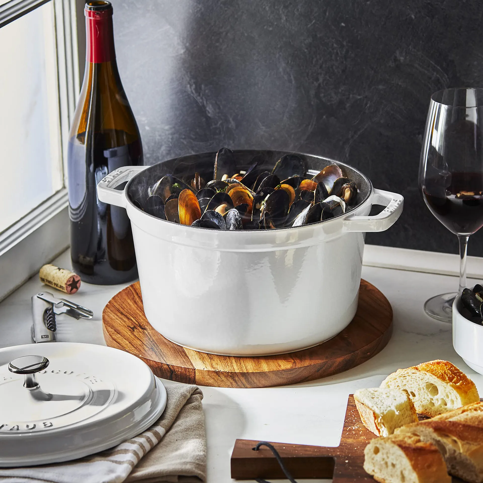 Staub runder Topf hoch Modell 4,8 L, White Truffle STAUB