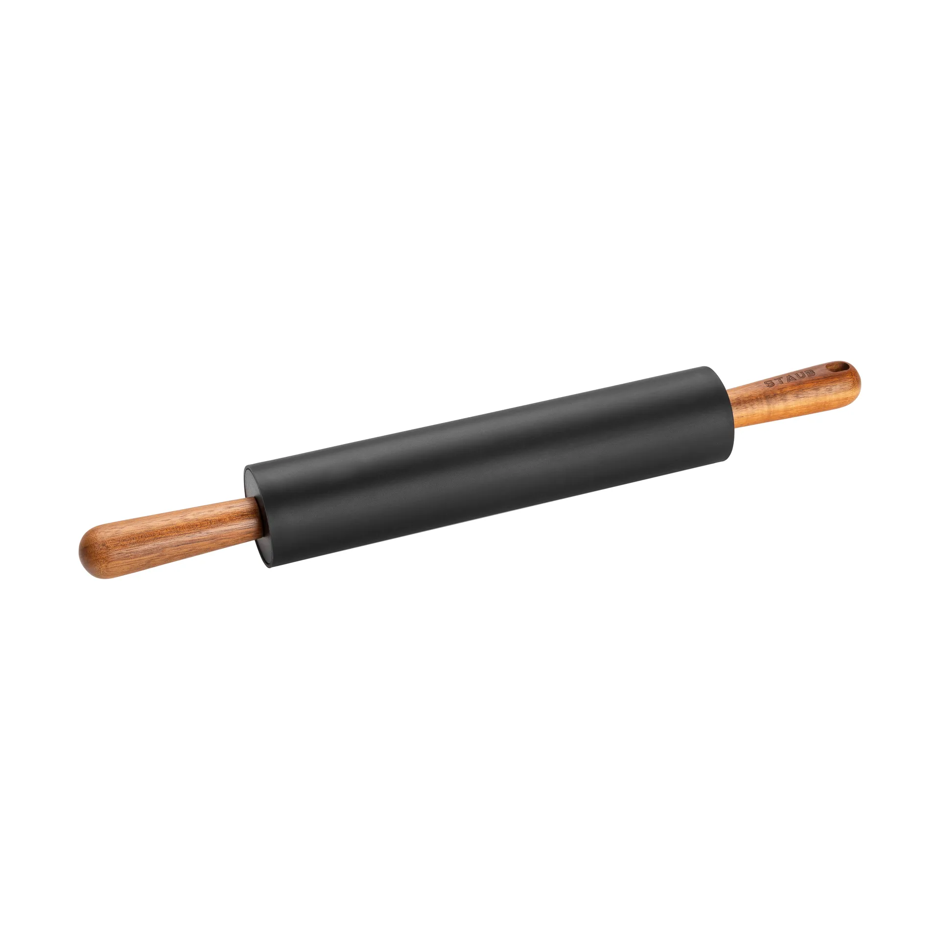 Staub Teigroller Silikon L, Schwarz-Akazienholz STAUB