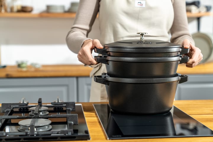 Staub Topf- & Pfannenset stapelbar 5-teilig, Schwarz STAUB