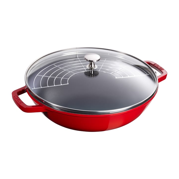 Wok mit Glasdeckel Ø30cm 4,4 L, Rot STAUB