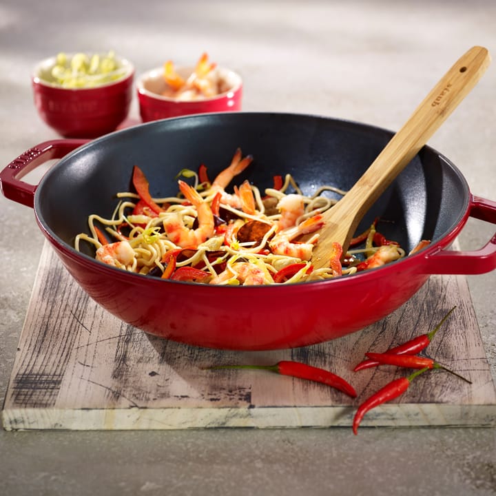 Wok mit Glasdeckel Ø30cm 4,4 L, Rot STAUB