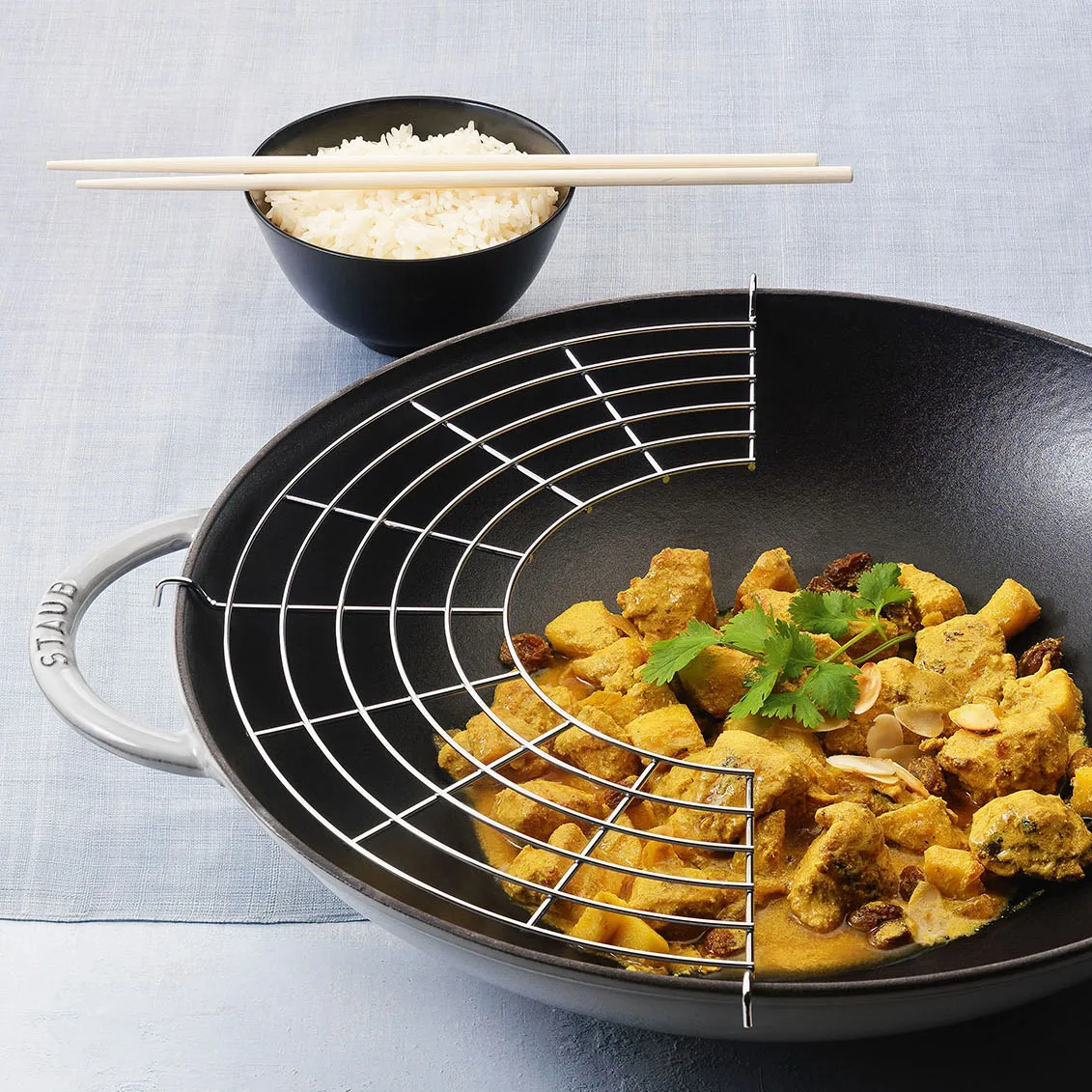 Wok mit Glasdeckel Ø37cm 5,7 L, Grau STAUB