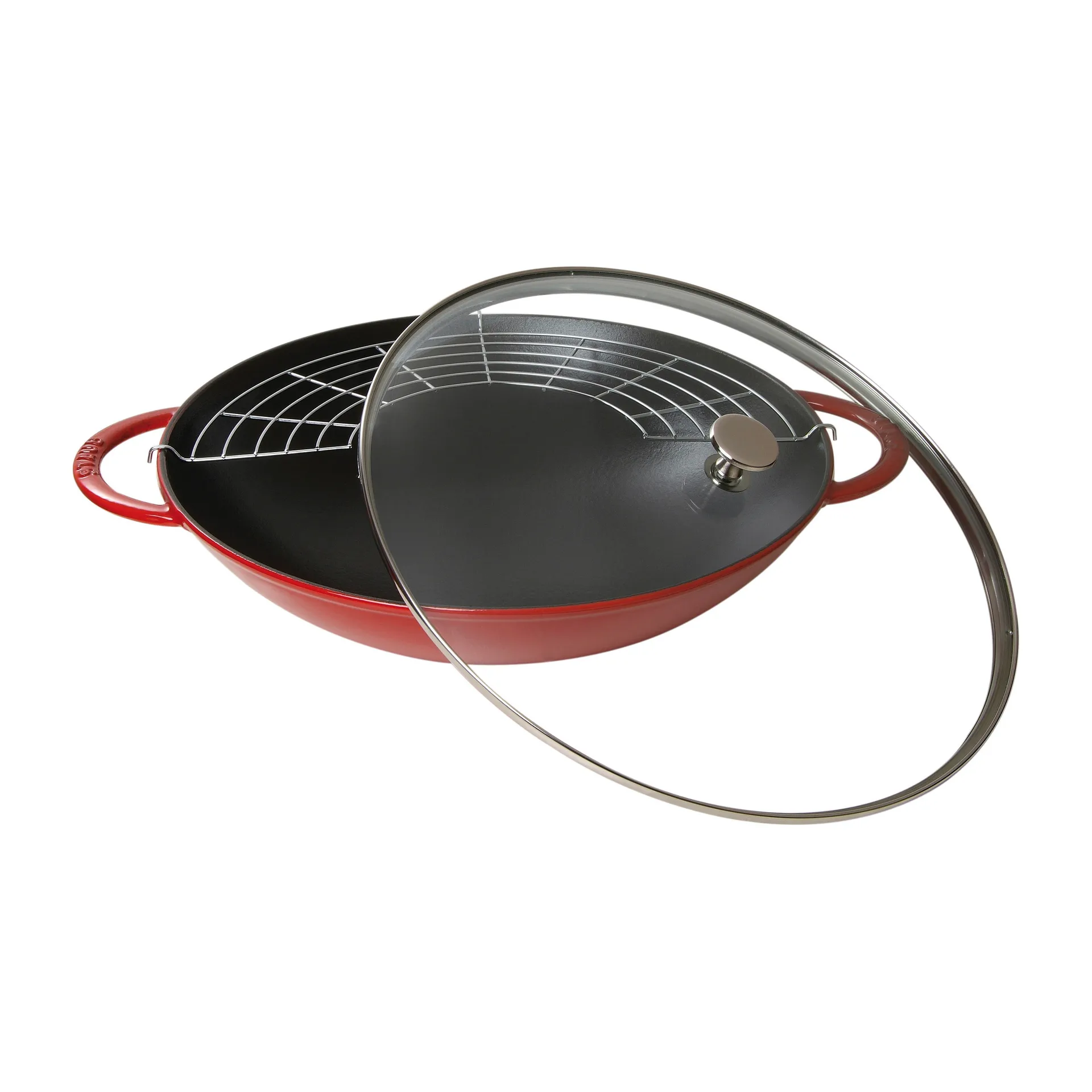 Wok mit Glasdeckel Ø37cm 5,7 L, Rot STAUB