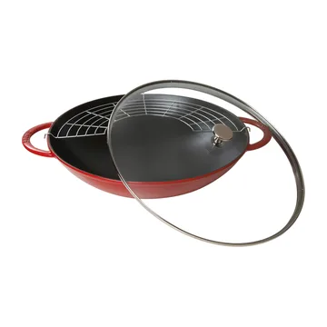 Wok mit Glasdeckel Ø37cm 5,7 L - Rot - STAUB