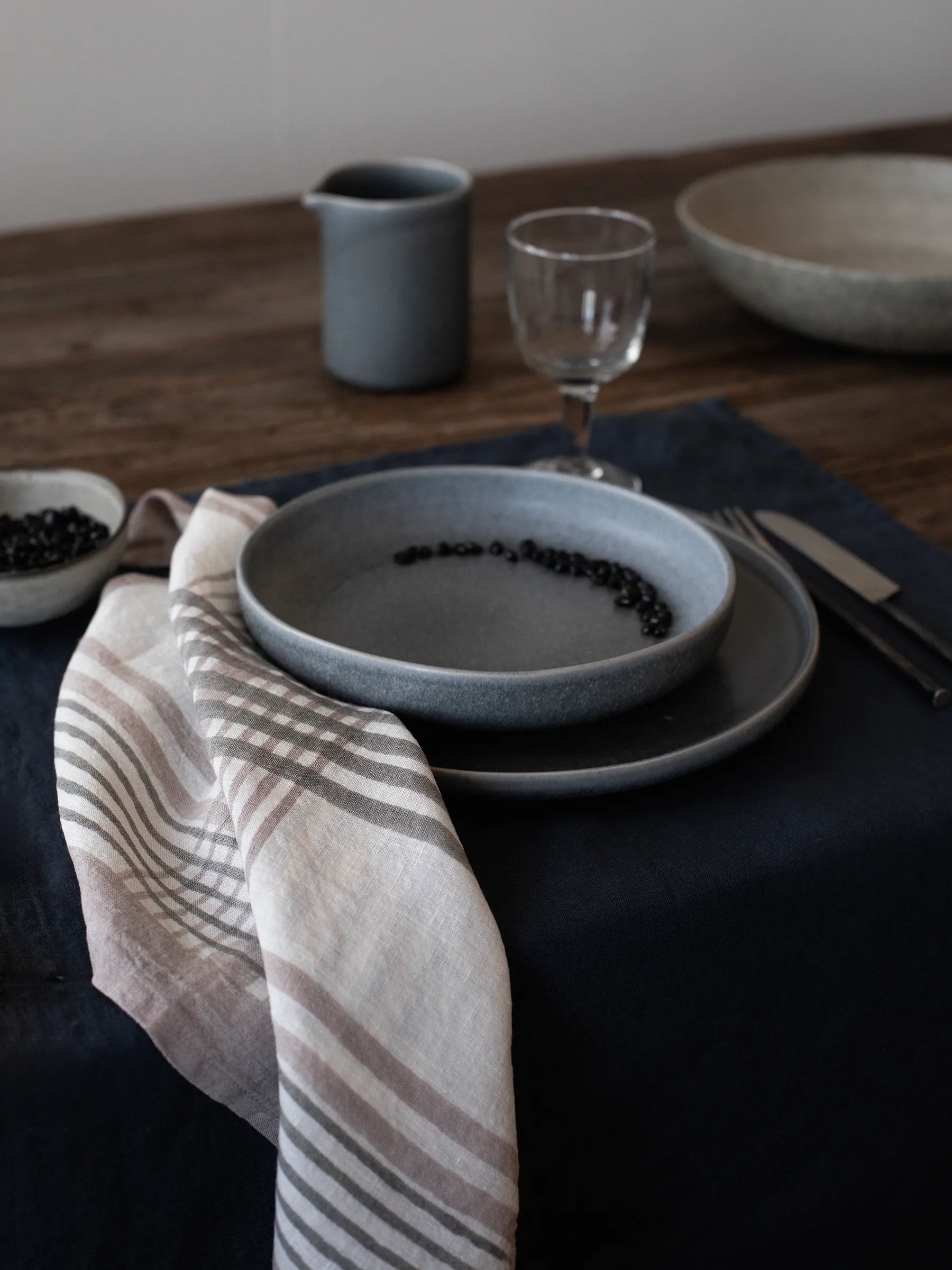 Ella Serviette 50x50 cm, Grey checkered Tell Me More