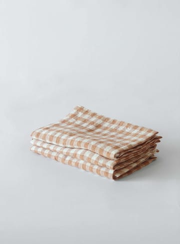 Gingham Karierte Leinen-Serviette 45 x 45 cm - Biscuit - Tell Me More