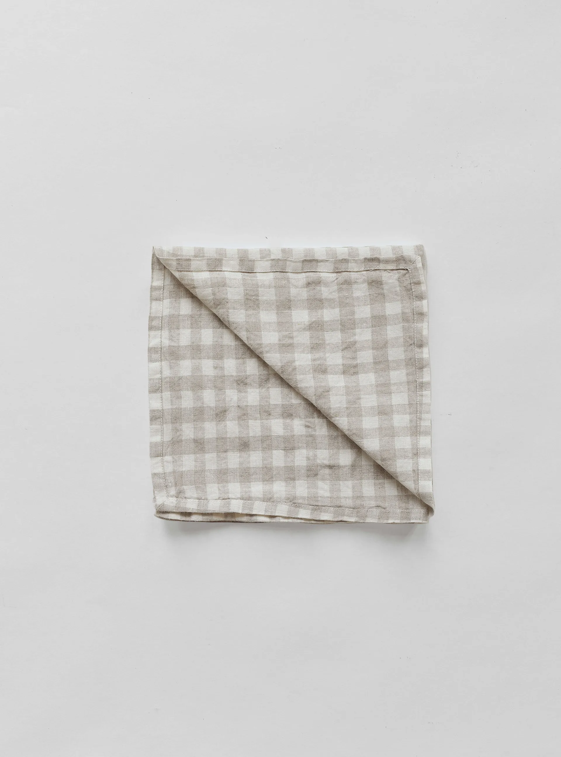 Gingham Karierte Leinen-Serviette 45 x 45 cm, Natural Tell Me More