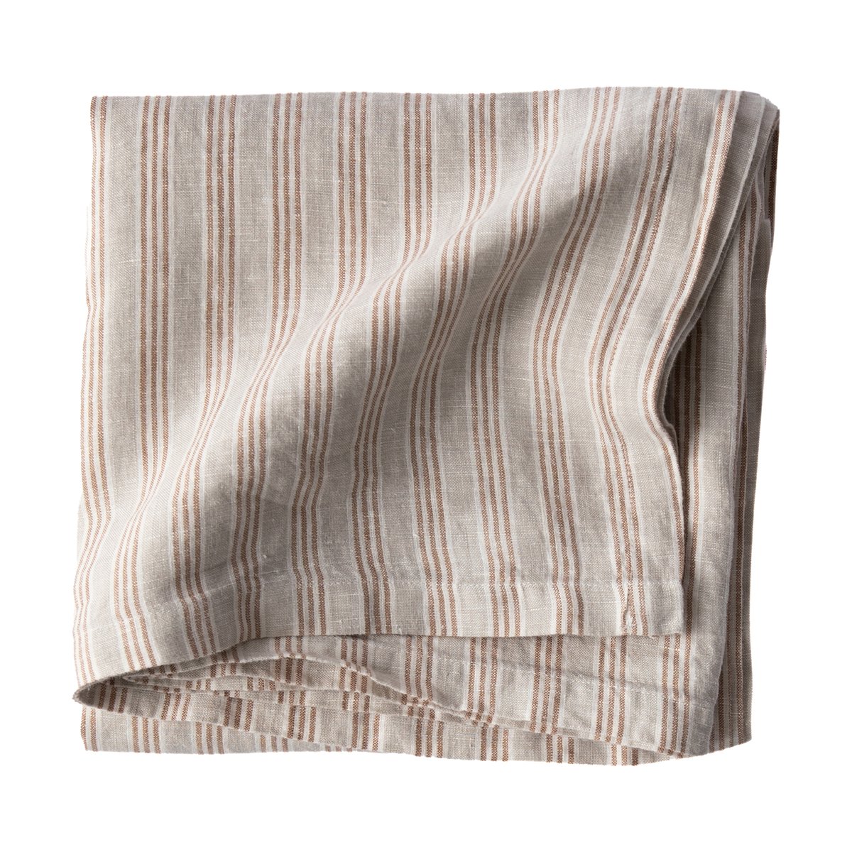 Tell Me More Tell Me More Leinentischtuch 145x145 cm Hazelnut stripe