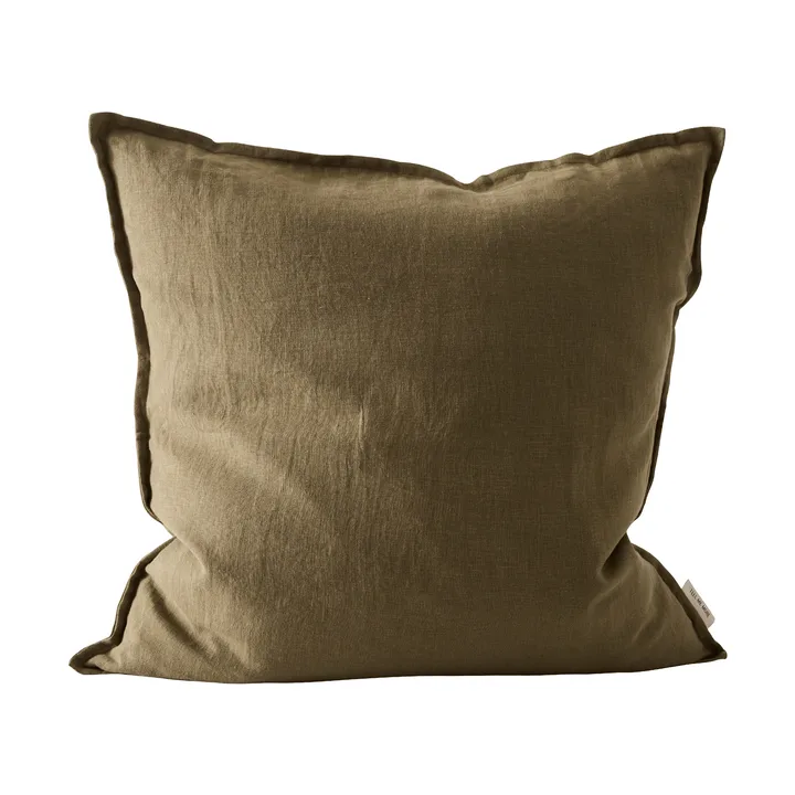 Washed linen Kissenbezug 50 x 50cm - Dark olive green - Tell Me More
