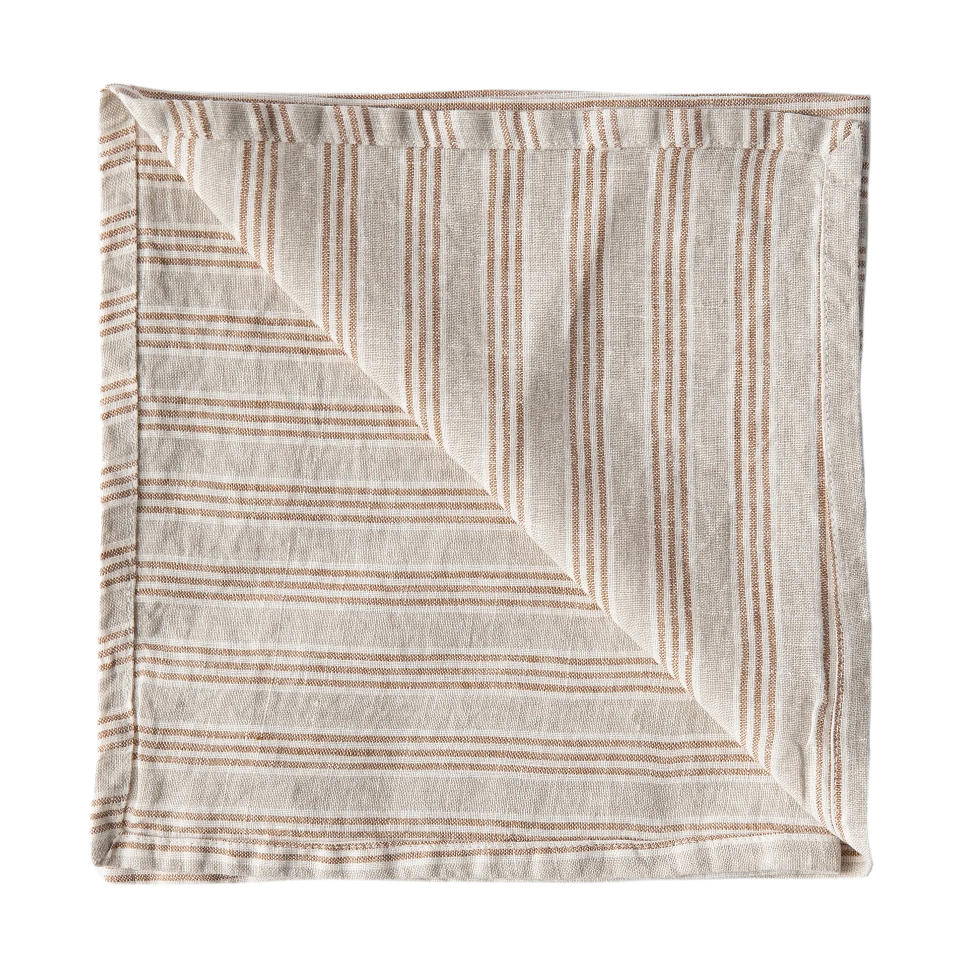 Washed linen Serviette, Hazelnut stripe Tell Me More