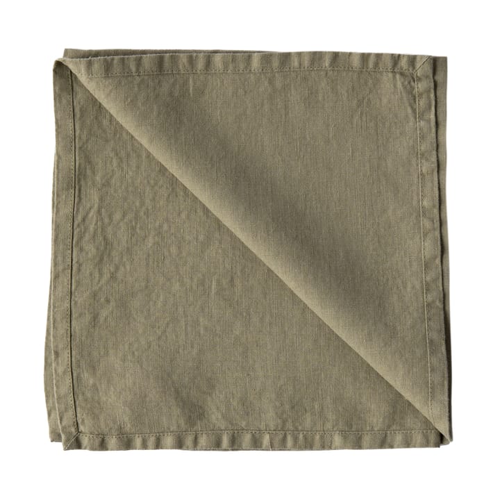 Washed linen Serviette, Olive Tell Me More