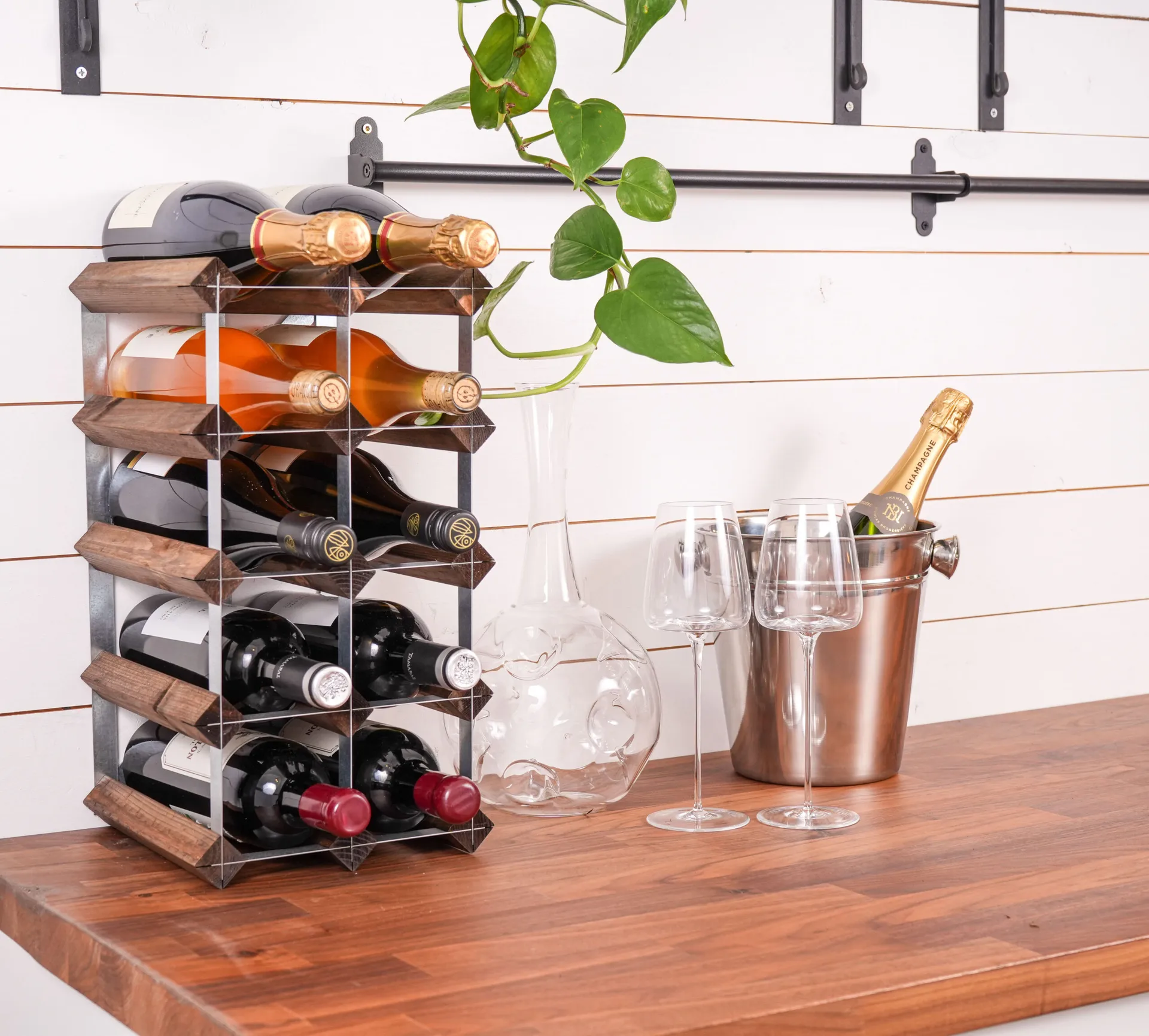 The Swedish Wine Rack Factory Weinregal montiert, 12 Flaschen-dunkle Kiefer The Swedish Wine Rack Factory