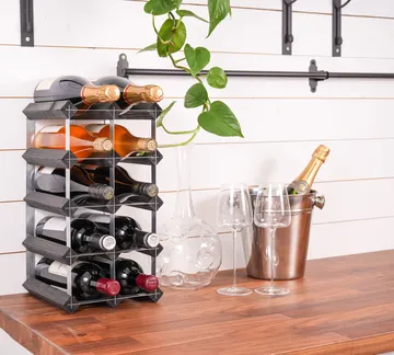 The Swedish Wine Rack Factory Weinregal montiert - 12 Flaschen-schwarze Kiefer - The Swedish Wine Rack Factory
