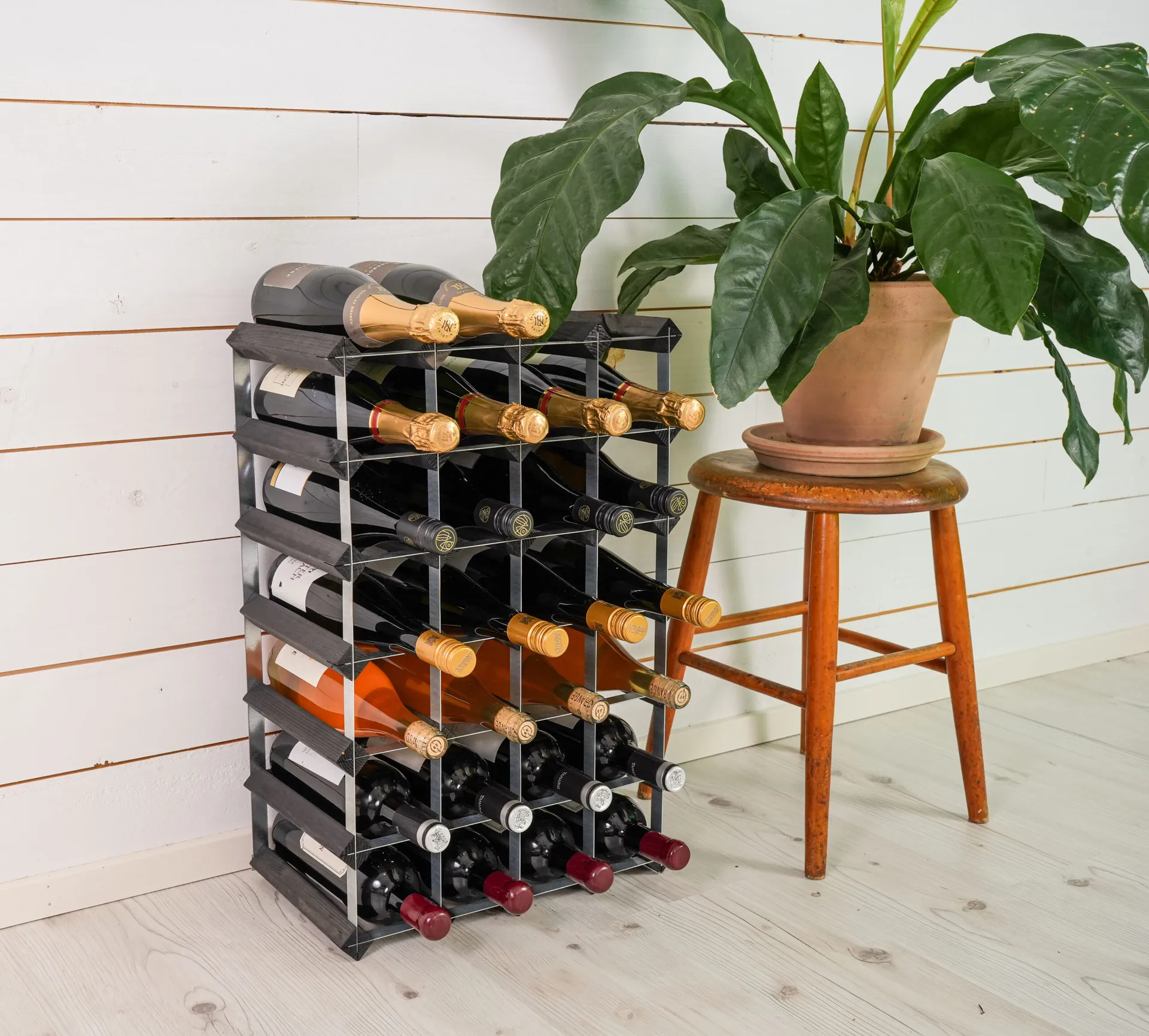 The Swedish Wine Rack Factory Weinregal montiert, 30 Flaschen-schwarz Kiefer The Swedish Wine Rack Factory