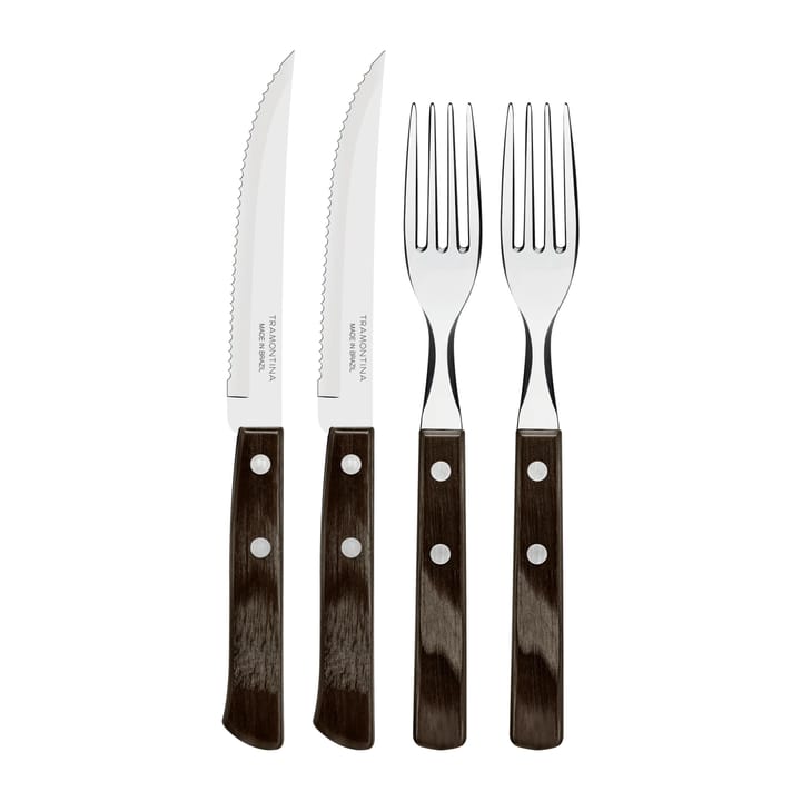 Steakbesteck 4 Teile, Braun-glänzend Tramontina