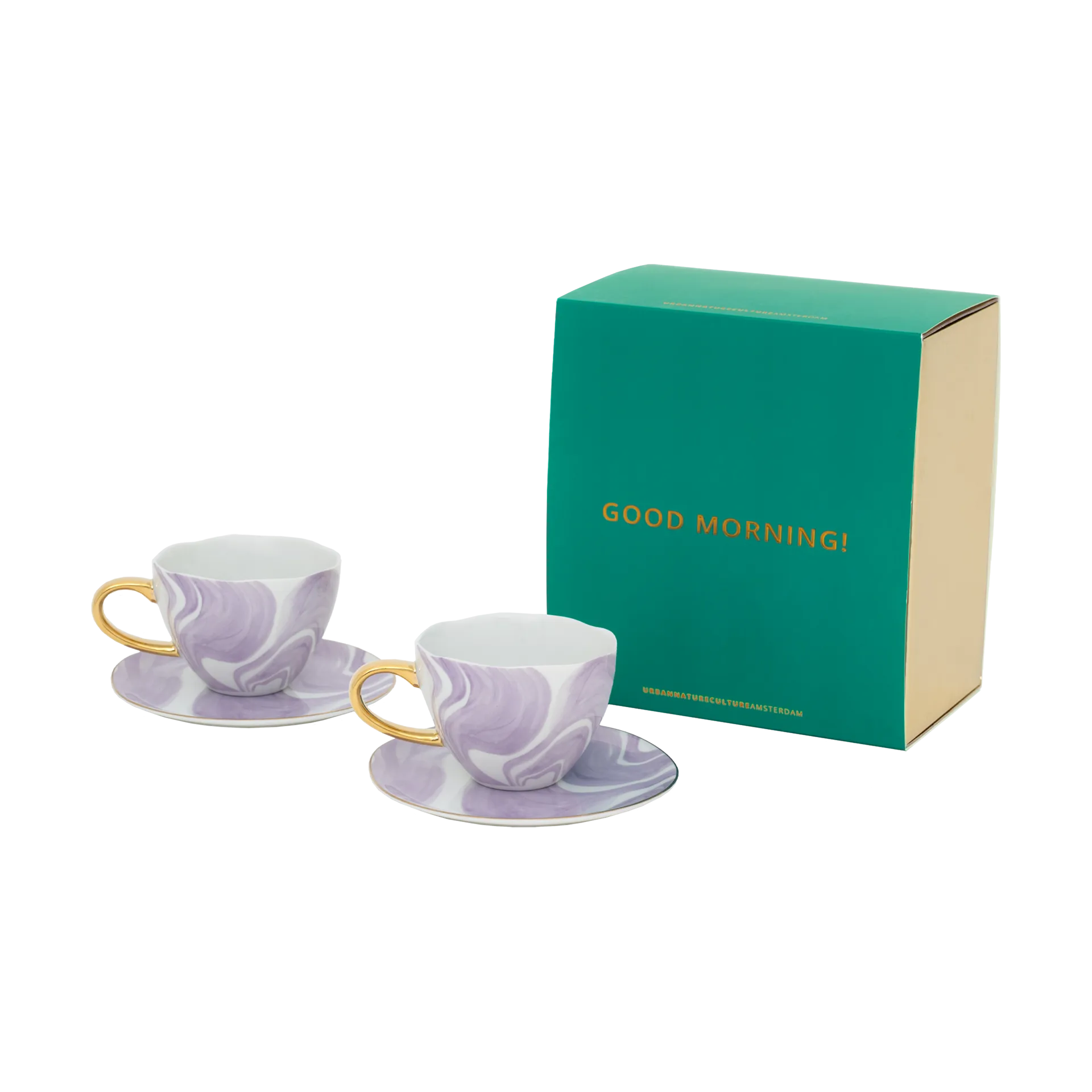 Good Morning Geschenkset Cappuccino Tasse & Untertasse 2er-Pack, Valuri violet URBAN NATURE CULTURE