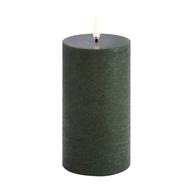 LED Blockkerze Ø7,8x15 cm Rustikal - Olivgrün - Uyuni Lighting
