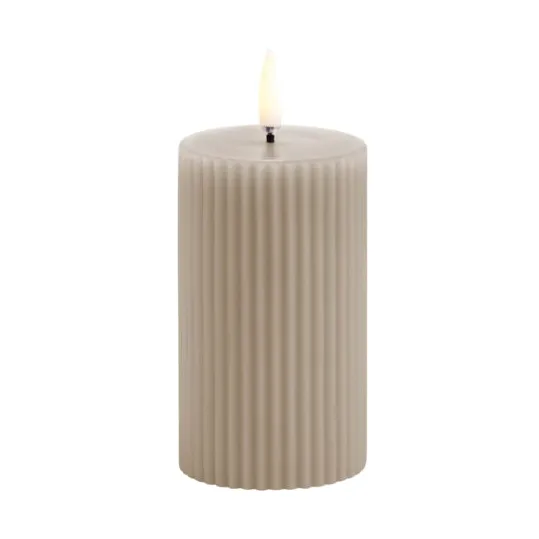 LED Blockkerze Geriffelt Ø5,8x10 cm - Sandstein - Uyuni Lighting