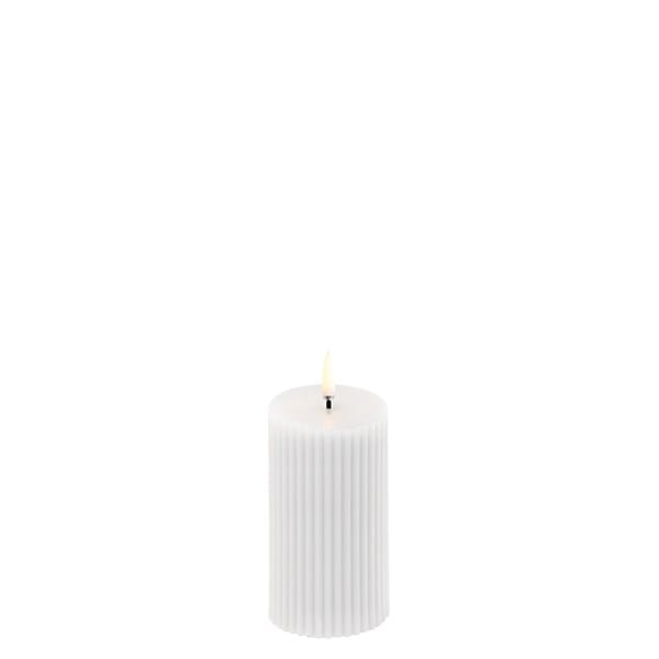 LED Blockkerze Geriffelt 5,8x10 cm, Weiß Uyuni Lighting