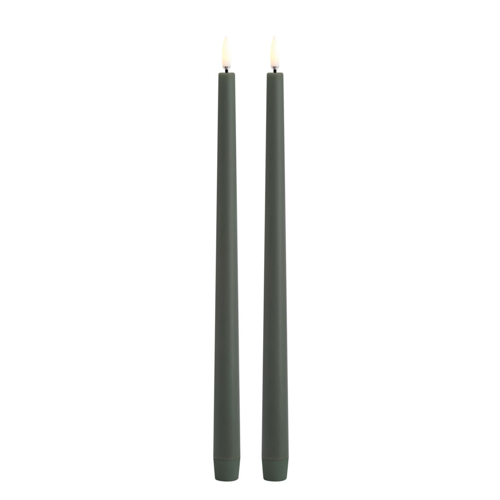 Uyuni Lighting LED Stabkerzen Slim 2er-Pack 2,3x32 cm Olivgrün