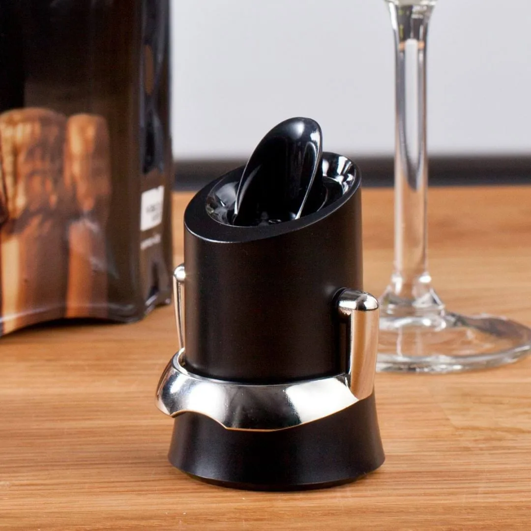 Vacuvin Champagnerverschluss und -ausgießer, Schwarz Vacuvin