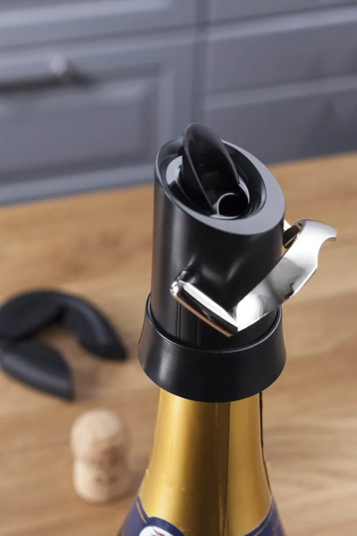 Vacuvin Champagnerverschluss und -ausgießer, Schwarz Vacuvin