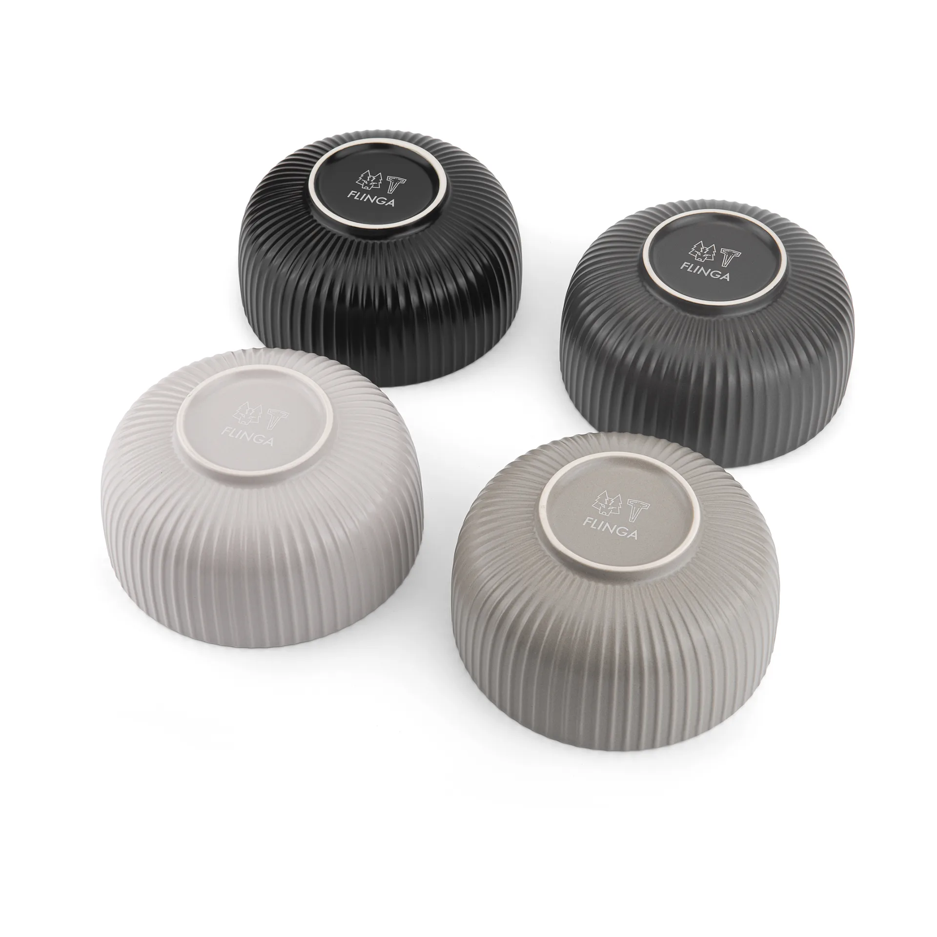 Duga flinga Schale 70 cl 4er Pack, Weiß, sandgrau, antracit, schwarz Vargen & Thor